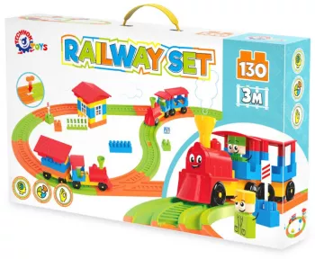 Set de constructie 121 de piese pista de tren TechnoK 