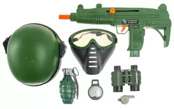 Set de joaca militar cu binoclu casca si mitraliera Elite Troops 