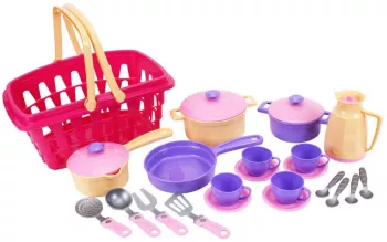 Set de vesela TechnoK in cos de picnic roz cu mov 