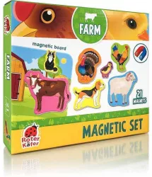 Set magnetic Animale de la Ferma cu Plansa magnetica inclusa 21 piese Roter Kafer RK2090-01 