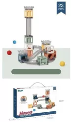 Set piese magnetice de constructie Flippy Cu tobogane si bile 41 piese Multicolor 