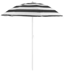 Umbrela plaja Strend Pro cu inclinatie model dungi negru si alb 180 cm 