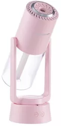 Umidificator si Purificator aer ultrasonic portabil rezervor 200ml cu ioni negativi LED 7 culori rotatie 360 grade Roz 