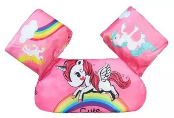 Vesta de salvare pentru copii cu aripioare de inot Flippy Roz Model unicorn 