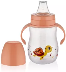 Biberon cu toarte si tetina din silicon babyjem culoare portocaliu 