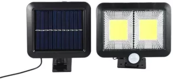 Lampa solara Flippy cu senzor de miscare 108 COB LED 2 grile 2400lm ip65 negru 