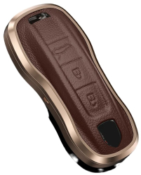 Husa aluminiu pentru cheie Porsche Panamera Cayenne 2020 971 911 9YA Macan Boxster Carrera Taycan Cayman Spyder maro 