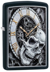 Bricheta Zippo 29854 Skull and Clock Design 