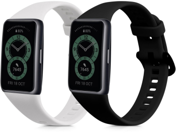 Curea kwmobile pentru Huawei Band 6 Silicon Alb/Negru 59296.04 