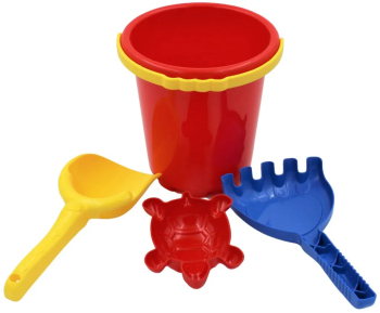 Set galetusa rosie 4 piese pentru nisip 