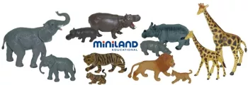 Animale salbatice cu puii set de 12 figurine - miniland 