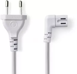 Cablu alimentare Euro tata - 2 Pini IEC-320-C7 cotit 3m alb Nedis 
