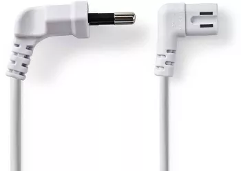 Cablu alimentare Euro tata cotit - 2 Pini IEC-320-C7 cotit 3m alb Nedis 