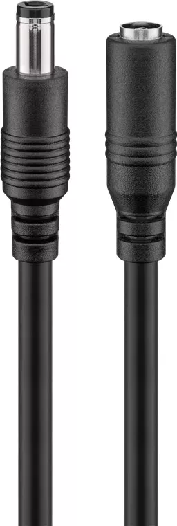 Cablu de extensie alimentare DC 5.5 x 2.5 mm mama-tata 10m cupru 0.5mm negru Goobay 