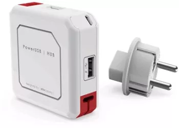 Hub mini USB 2.0 cu 4 porturi alb/rosu Allocacoc PowerUSB HUB
