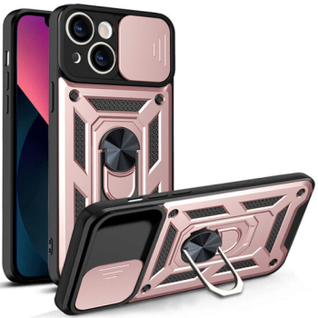 Husa cu Protectie Camera si Inel pentru iPhone 13 Marmalis CamShield Roz 