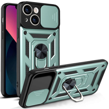 Husa cu Protectie Camera si Inel pentru iPhone 13 Marmalis CamShield Verde 