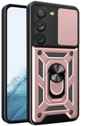 Husa cu Protectie Camera si Inel pentru Samsung Galaxy S22 5G Marmalis CamShield Roz 
