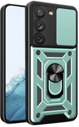 Husa cu Protectie Camera si Inel pentru Samsung Galaxy S22 5G Marmalis CamShield Verde 