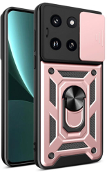 Husa cu Protectie Camera si Inel pentru Xiaomi 14 Marmalis CamShield Roz 