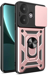 Husa cu Protectie Camera si Inel pentru Xiaomi Redmi 13C 5G / Poco M6 Marmalis CamShield Roz 