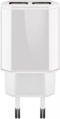 Incarcator retea 100-240V 2.4A 2x USB 5V alb Goobay 