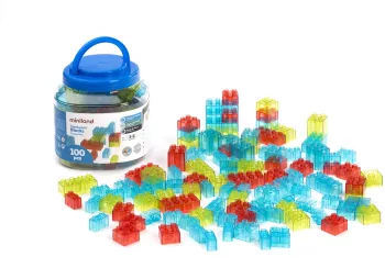 Joc de constructii cu 100 piese translucide 