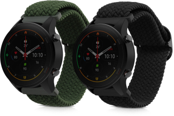 Set 2 curele pentru Xiaomi Mi Watch Color Sport/Watch S1 Active Kwmobile Negru/Verde Nylon 59518.01 