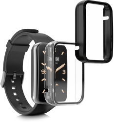 Set 2 Huse Kwmobile pentru Xiaomi Mi Band 7 Pro Plastic Negru/Transparent 59604.01 