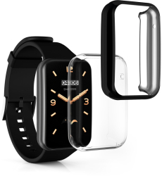 Set 2 Huse Kwmobile pentru Xiaomi Mi Band 7 Pro Silicon Negru/Transparent 59605.01 