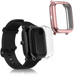 Set 2 Huse pentru Huami Amazfit A1608/Amazfit Bip U/Amazfit U pro Kwmobile Transparent/Roz Silicon 57435.03 