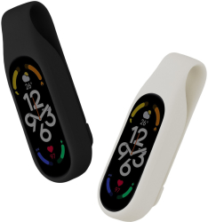 Set 2 Huse pentru Xiaomi Mi Band 7/Mi Band 6/Mi Band 5 Kwmobile Negru/Alb Silicon 59313.03