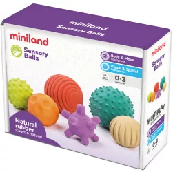 Set 6 mingi senzoriale din cauciuc natural eco pentru bebelusi 