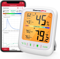 Termometru si Higrometru Smart de Camera ThermoPro cu Aplicatie pe Telefon compatibil Android/iOS Bluetooth Alerta Temperatura/Umiditate