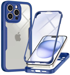 Husa pentru Apple iPhone 15 Pro Max cu Folie de Protectie Marmalis ColorVerse 360 Blue 