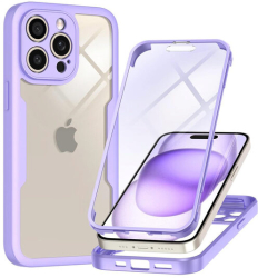 Husa pentru Apple iPhone 15 Pro Max cu Folie de Protectie Marmalis ColorVerse 360 Purple 