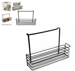 Cos metalic depozitare si organizare pentru usi dulapuri bucatarie/baie negru 34x9 5x22cm 