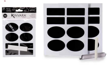 Set 16 Etichete Negre Autoadezive cu Creta pentru Caserole si Borcane 