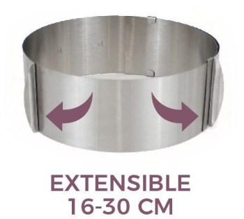 Forma inox extensibila pentru patiserie sau cofetarie diametre 16-30 cm 