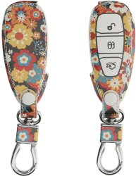 Husa Cheie Auto kwmobile pentru Ford 3 butoane Piele ecologica Multicolor 43956.17 