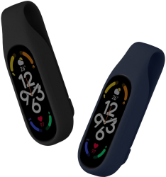 Set 2 Huse pentru Xiaomi Mi Band 7/Mi Band 6/Mi Band 5 Kwmobile Negru/Albastru Silicon 59313.02 