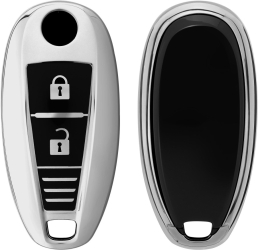 Husa Cheie Auto pentru Suzuki 2 Butoane - Keyless Go Kwmobile Argintiu Silicon 54591.94 