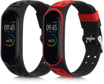 Set 2 Curele pentru Xiaomi Mi Band 4 Kwmobile Negru/Rosu Silicon 58889.01 