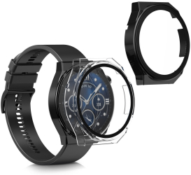 Set 2 Huse pentru Huawei Watch GT 3 Pro 46mm Kwmobile Negru/Transparent Plastic 58882.01 