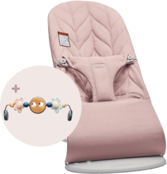 BabyBjorn - Balansoar Bliss Dusty Pink cu aspect delicat de petala tesatura matlasata cu bara de jucarii inclusa 