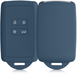 Husa Cheie Auto pentru Renault 4 Butoane - Smart Key Kwmobile Albastru Silicon 48035.202 