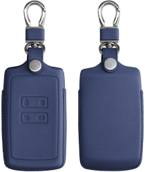 Husa Cheie Auto pentru Renault / Dacia - 4 Butoane - Keyless Go kwmobile Piele naturala Albastru 54669.04 