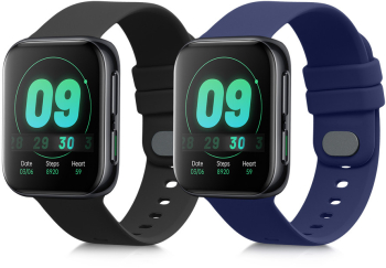 Set 2 curele pentru Oppo Watch 1 46mm Kwmobile Negru/Albastru Silicon 57787.01 