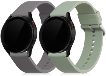Set 2 curele pentru Samsung Galaxy Watch 4 40mm Kwmobile Gri/Verde Silicon 57420.02 