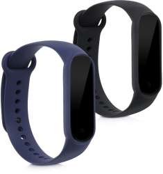 Set 2 Curele pentru Xiaomi Mi Smart Band 6/Mi Band 6/Mi Band 5 Kwmobile Negru/Albastru Silicon 57428.02 